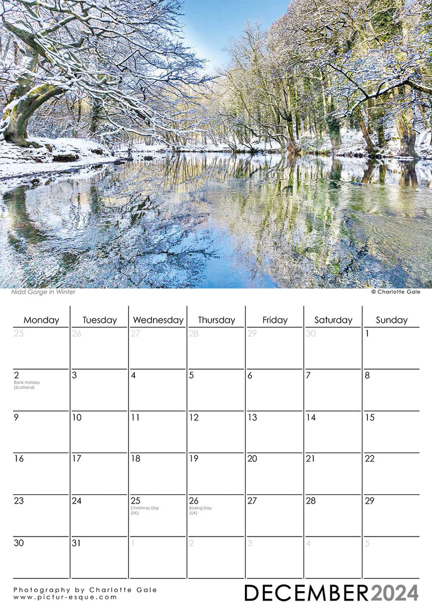 Nidd Gorge in Winter Harrogate 2024 Wall Calendar