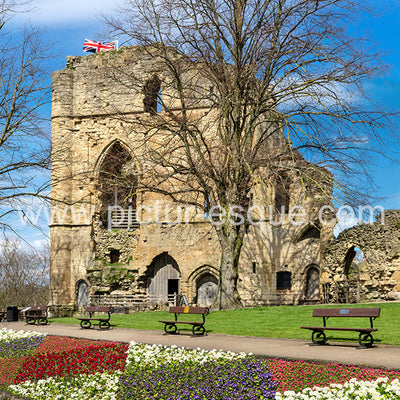 Knaresborough Castle in Spring blank greetings card by Charlotte Gale Photography