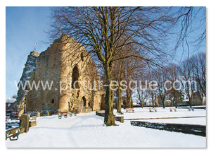 Knaresborough Castle in the Snow Yorkshire Christmas Card by Charlotte Gale