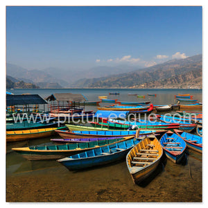 Colourful boats in Pokhara, Nepal