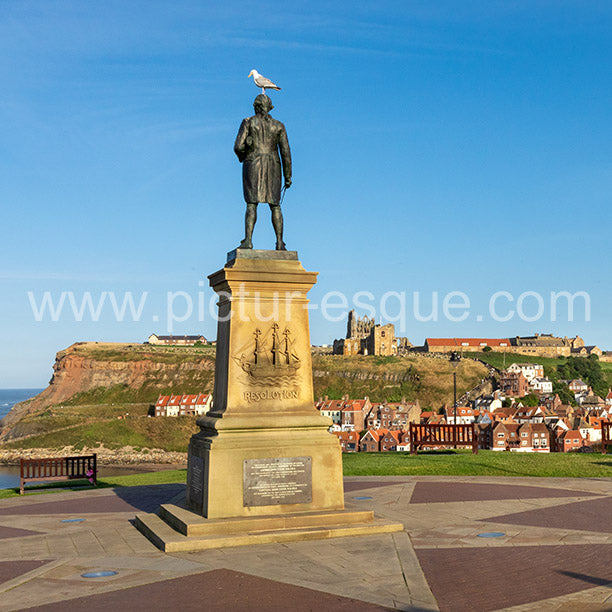 Captain Cook Monument in Whitby North Yorkshire blank card by Charlotte Gale