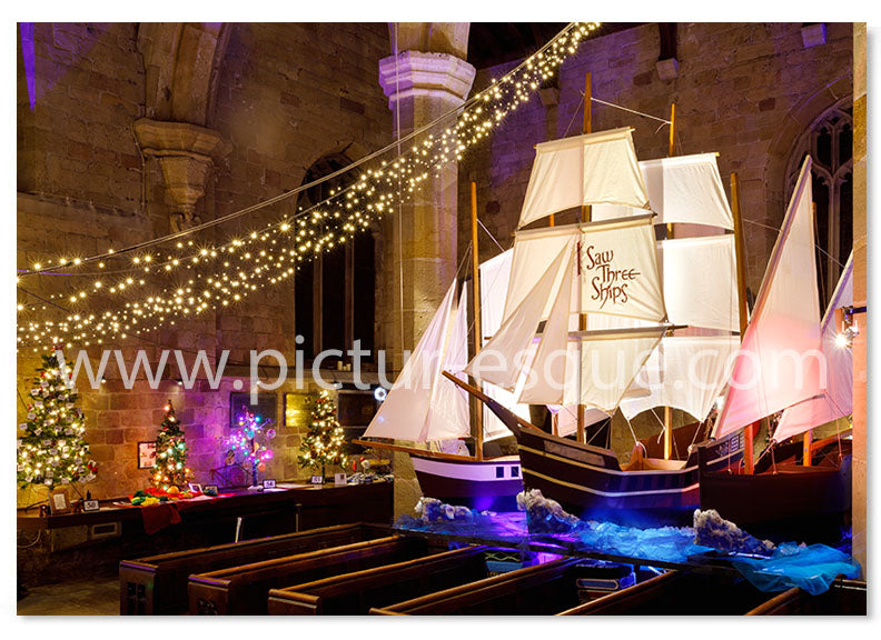 I Saw Three Ships Knaresborough Christmas Tree Festival Christmas card by Charlotte Gale Photography