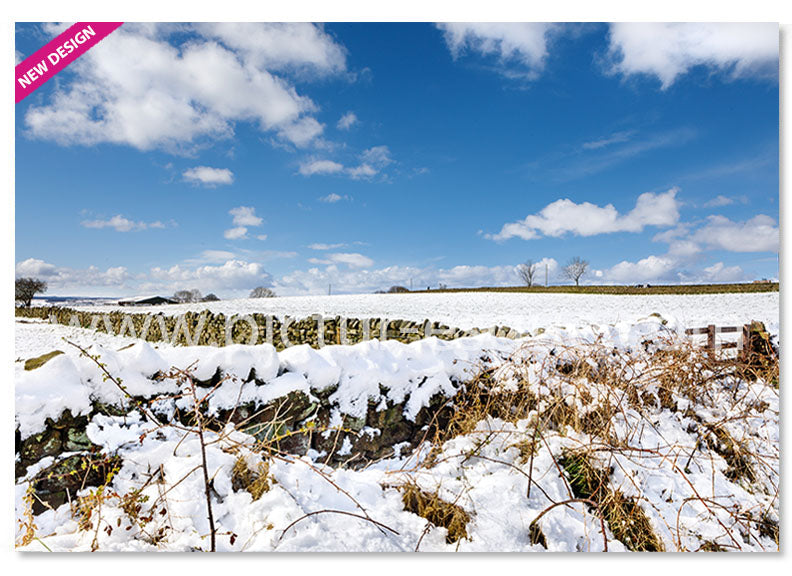 Luxury Dry Stone Wall Nidderdale Snow Christmas Card by Charlotte Gale
