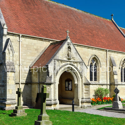 A close-up of the Church of St Leonard in Burton Leonard, Harrogate, North Yorkshire