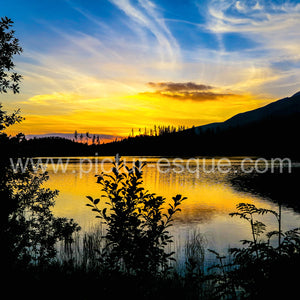 Sunset over the lake in High Tatras Mountains of Slovakia