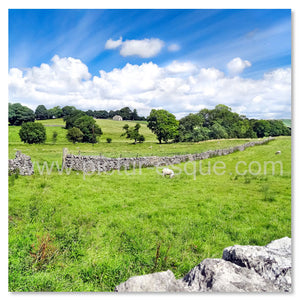 Blank card featuring a scenic countryside view en route to Malham