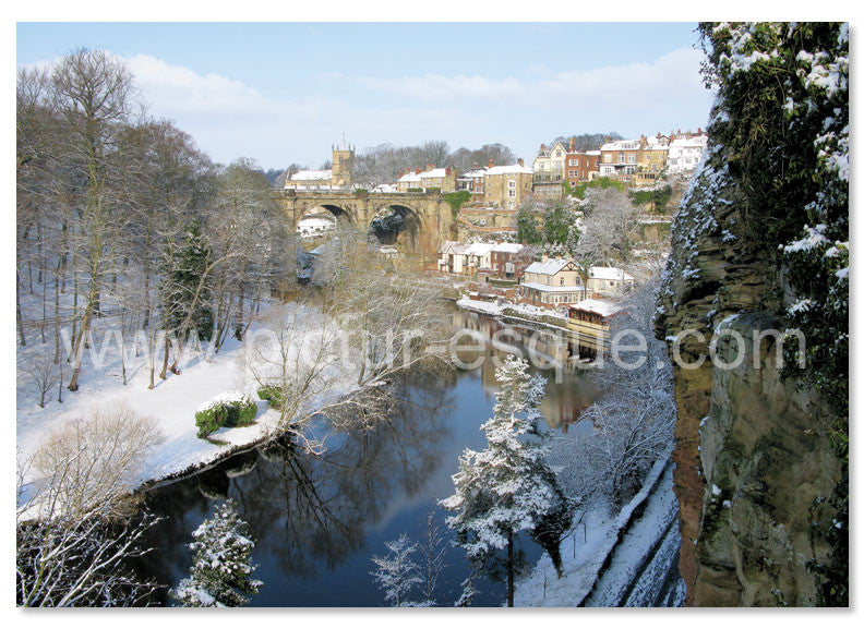 Knaresborough Viaduct in the snow Christmas card
