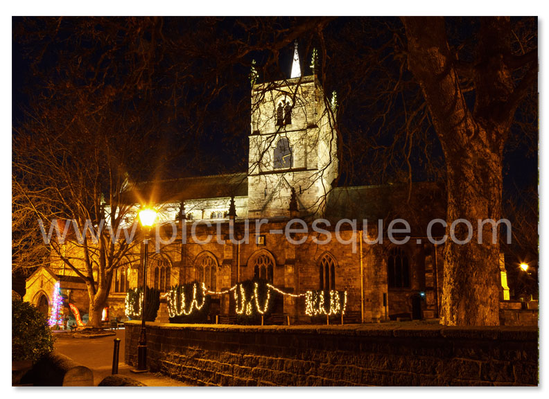 Luxury Knaresborough, North Yorkshire Christmas card featuring St John's Church by Night