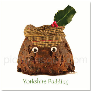 Yorkshire Pudding Christmas Pudding Christmas card by Charlotte Gale