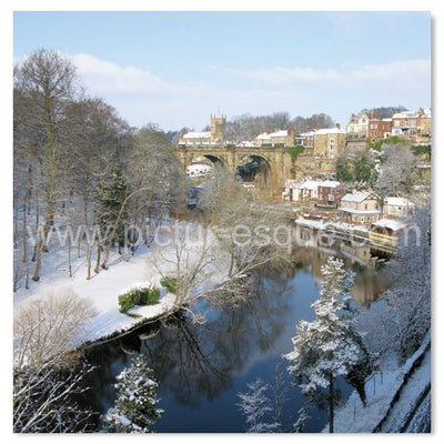 Single 'Viaduct in Winter' Knaresborough Blank Square Greetings Card